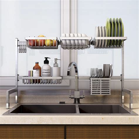 kitchen cabinet stainless steel dish rack|stainless steel countertop dish rack.